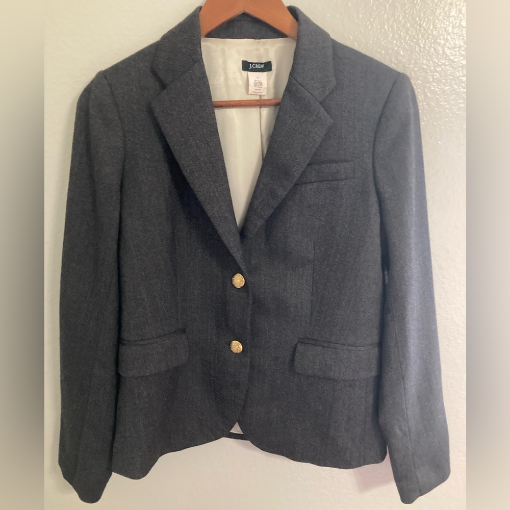 J Crew/Wool Blend Schoolboy Blazer/Size 4/Dark Charcoal Gray-Black